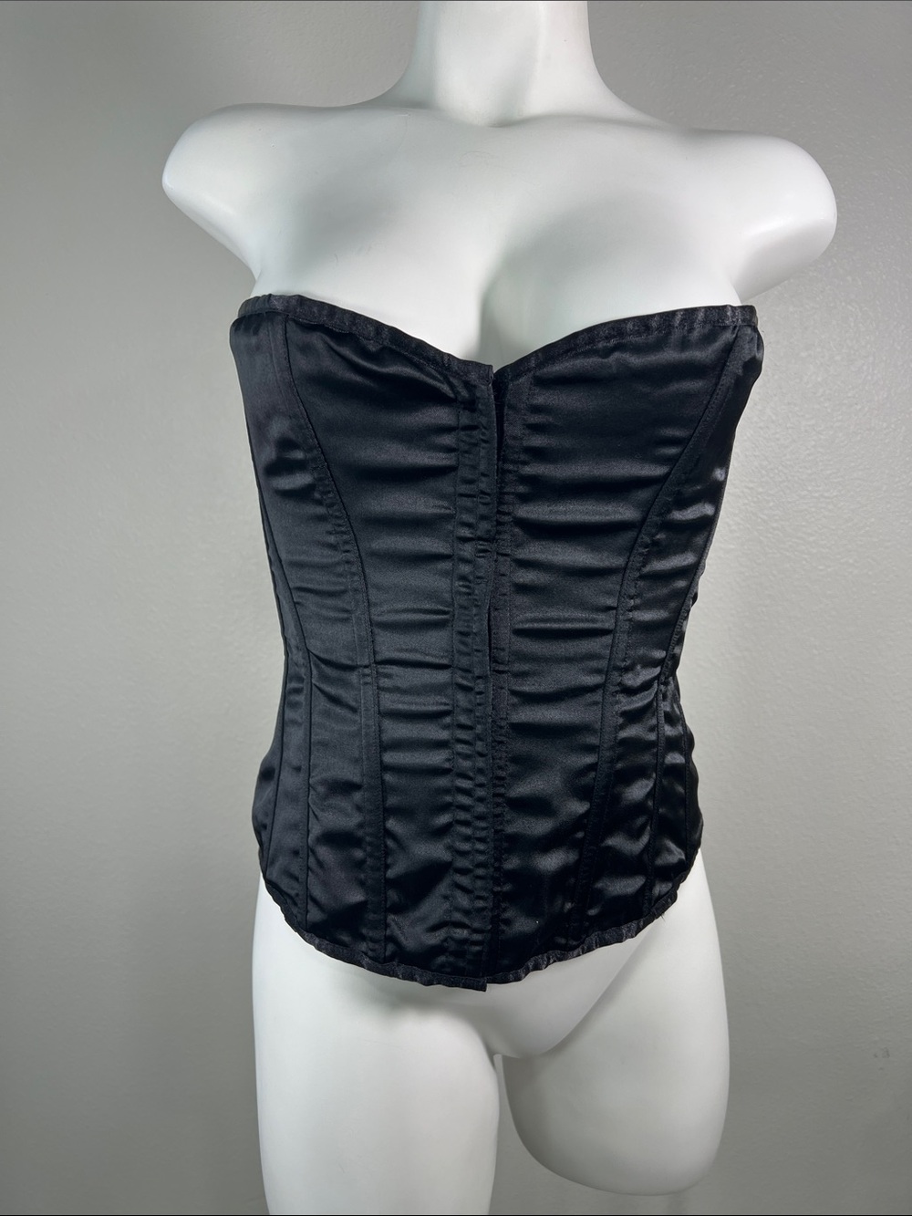 Victoria's Secret Y2K Vintage Black Satin Strapless Corset Bustier MEDIUM